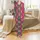 Women's Bold Fuchsia Emerald Green Striped Whimsical Tiger Pattern Satin Pajamas Set - 2