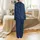 Couples' Deep Navy Crisp White 'Hubby Wifey' Script Est 2024 Pattern with Hearts & Starbursts Satin Pajamas Set - 3