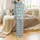 Kids' Whimsical Hand-Drawn White Bunnies with Coral Coats & Sandy Manes on Cyan Blue Snowflakes Pattern Satin Pajamas Set - 3