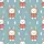 Kids' Whimsical Hand-Drawn White Bunnies with Coral Coats & Sandy Manes on Cyan Blue Snowflakes Pattern Satin Pajamas Set - 4