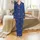 Stargazer Family's Deep Royal Blue White Celestial Crescent Moon Star Seamless Pattern Satin Pajamas Set - 2