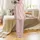 Women's Minimalist Soft Blush Pink Abstract Organic Flowing Curvilinear Pattern Satin Pajamas Set - 3