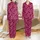 Women's Deep Magenta Abstract Organic Flowing Line Amorphous Seamless Pattern Satin Pajamas Set - 1