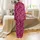 Women's Deep Magenta Abstract Organic Flowing Line Amorphous Seamless Pattern Satin Pajamas Set - 3
