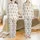 Bunny Lovers' Whimsical Brown Grey Plush-Inspired Seamless Bunny Pattern with Turquoise Eyes Satin Pajamas Set - 1