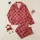 Children's Deep Rich Red White Classic Rococo Intricate Ornate Filigree Pattern Satin Pajamas Set - 1