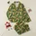 Women's Playful Yellow Gold Tiger Folk Art Deep Green Vertical Stripe Satin Pajamas Set - 4xfsofwp8e