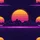 Retro Aesthetic Enthusiasts' Synthwave Golden-Fuchsia Sun, Violet Faceted Mountains, Neon Purple Grid, Indigo Perspective Satin Pajamas Set - 2