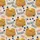Breakfast Lovers' Vintage Illustrative Pancake Blueberry Golden Syrup Oatmeal Beige Abstract Typography Satin Pajamas Set - 2