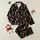 Family Retro Vintage 2024 Christmas Pattern Deep Black Santa Sleigh Trees Ornaments Cranberry Red Forest Green Teal Satin Pajamas Set - 1