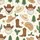 Western Christmas Lovers' Rustic Cowboy Santa, Green Cactus, Holly & Gold Snowflake Pattern on Cream Satin Pajamas Set - 4