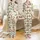 Western Christmas Lovers' Rustic Cowboy Santa, Green Cactus, Holly & Gold Snowflake Pattern on Cream Satin Pajamas Set - 1