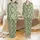 Elegant Botanical Muted Chartreuse Olive Branch & Soft Floral Pattern Garment Satin Pajamas Set - 1