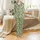 Elegant Botanical Muted Chartreuse Olive Branch & Soft Floral Pattern Garment Satin Pajamas Set - 2