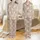 Bridal Party Elegant Rose Blossom Repeating Pattern with Love Bliss Script in Pastel Pink and Gold Satin Pajamas Set - 1