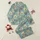 Pet Lovers' Expressive Grey Cat Yellow Eye & Golden Retriever Dog Face Teal Pattern with Subtle Leaf & Paw Prints Satin Pajamas Set - 1