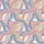 Women's Elegant Flowing Abstract Ribbon Shapes Muted Rose Pink Dusty Blue Beige Pattern Satin Pajamas Set - 2