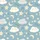 Adults' Muted Sky Blue Whimsical Hand-Drawn Smiling Clouds Winking Stars Moons Leafy Branches Seamless Pattern Satin Pajamas Set - 2