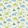 Kids' Whimsical Hand-Drawn Dinosaur Prehistoric Landscape All-Over Pattern Cream, Lime Green, Sky Blue Satin Pajamas Set - 2