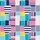Dog Lovers' Playful Abstract Geometric Pattern with Navy, Fuchsia, Cyan, Yellow & White Stripes Satin Pajamas Set - 2