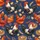 Farm Animal Lovers' Rustic Watercolor Farmyard Roosters Hens Chicks Egg Pattern on Indigo Blue Satin Pajamas Set - 2