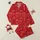Holiday Celebrators' Festive Red White Polka Dot 'Merry & Bright' Script Golden Yellow Star Snowflake Pattern Satin Pajamas Set - 1