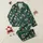 Women's Deep Forest Green Floral Fuchsia Cream Initial Artwork Satin Pajamas Set - 1