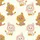 Whimsical Style Fans' Crocheted Lion Bunny All-Over Pattern: Soft Brown, Mustard, Pastel Pink Satin Pajamas Set - 2