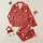 Families' Vibrant Christmas Red Nordic Pattern with White Graphic Trees, Gold Stars, Snowflakes & Whimsical Polar Bears Satin Pajamas Set - 1
