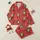 Festive Partygoers' Kitsch Red Snowflake Faux Tuxedo Suit Green Lapels Golden Chain Design Satin Pajamas Set - 1
