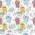 Kids' Sleepover Party Planners' Whimsical Popcorn Pajama Seamless Design with Blue Tops, Yellow Bottoms, Pink Masks, Bunny Slippers, Red Nines Satin Pajamas Set - 2