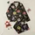 Cottagecore Enthusiasts' Vintage Dark Botanical Floral Art, Muted Peach Coral Lilac Blooms, Olive Green Foliage on Black Satin Pajamas Set - 1