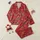 Festive Families' Vibrant Red Whimsical Christmas Pine Tree Candy Cane Holly Pattern Satin Pajamas Set - 1