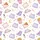 Girls' & Teens' Soft Pink Lavender Pizza Pajama Popcorn Stars Whimsical Watercolor Pattern Satin Pajamas Set - 2