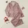 Women's Elegant Blush Pink White Bridal Script Rose Lily Outline Pattern Satin Pajamas Set - 1