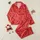 Women's Vibrant Crimson Red Assorted Flat White Polka Dot Graphic Satin Pajamas Set - 1