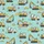 Kids' Aqua Blue Cartoon Construction Site Yellow Trucks & Orange Cones Pattern Satin Pajamas Set - 2