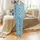Women's Pet Lovers Realistic Beagle Dogs Light Sky Blue All-Over Pattern with White Paw Prints & Hearts Satin Pajamas Set - 2