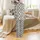 Animal Lovers' Cute Round Woodland Animal Cartoon Pattern with Grey, Black, White & Mustard Accents Satin Pajamas Set - 3