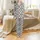 Animal Lovers' Cute Round Woodland Animal Cartoon Pattern with Grey, Black, White & Mustard Accents Satin Pajamas Set - 2