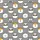 Animal Lovers' Cute Round Woodland Animal Cartoon Pattern with Grey, Black, White & Mustard Accents Satin Pajamas Set - 4