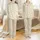Women's Elegant Sage Green Rose Botanical Metallic Gold Pattern Satin Pajamas Set - 1