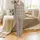 Global Style Enthusiasts' Artisanal Muted Taupe Brown Block Print Geometric Floral Paisley Indigo Off-White Pattern Satin Pajamas Set - 2