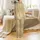 Bridal Party Members' Elegant Champagne Gold Peachy-Pink Rose & Sage Leaf Pattern with Charcoal Script Satin Pajamas Set - 3