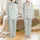 Naive Rustic Style: Muted Blue-Grey Starburst Rhombus Pattern - Folk Art Motif Satin Pajamas Set - 1