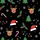 Family Whimsical Christmas Pattern with Red Santa Hats, Green Trees, Brown Reindeer, Holly, Snowflakes, & Multicolor Lights Satin Pajamas Set - 2