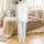 Bridesmaids & Bridal Party Elegant Pure White Tone-on-Tone Subtle Botanical Pattern Satin Pajamas Set - 3