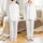 Bridesmaids & Bridal Party Elegant Pure White Tone-on-Tone Subtle Botanical Pattern Satin Pajamas Set - 1