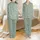 Bridal Party's Muted Sage Green Botanical Fern Leaf White Minimalist Pattern Satin Pajamas Set - 1