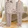 Women's Creamy Off-White Rustic Striped Maroon & Pink Block Print Floral Motif Satin Pajamas Set - 1
